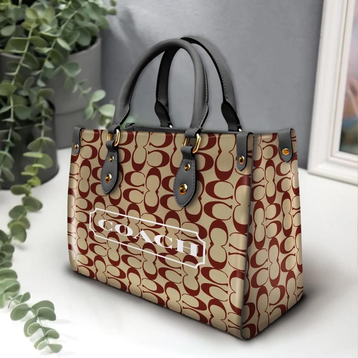 Coach Iconic Satchel in Beige and Red