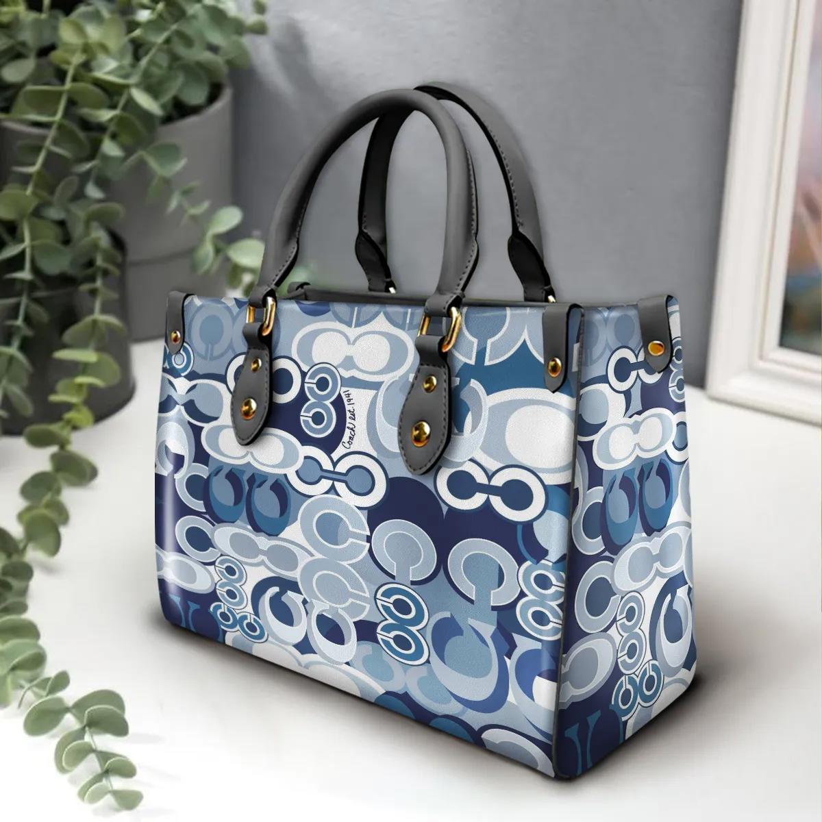 Coach Iconic Statement Satchel in Blue and White
