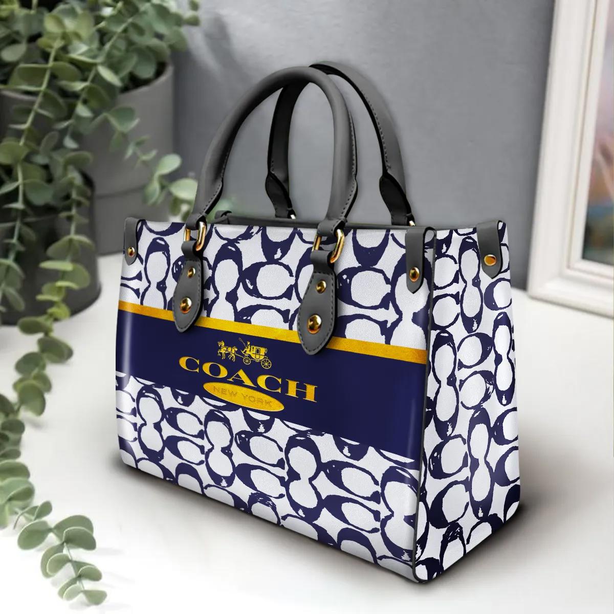 Coach Iconic White and Navy Statement Tote