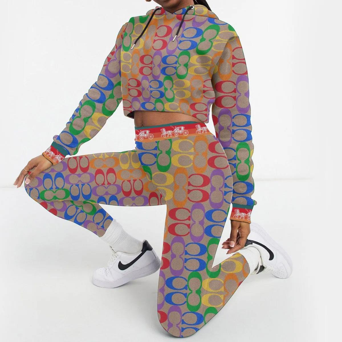 Coach Multicolor Iconic Crop-Top T-Shirt and Leggings Set - Modern Chic Gift Idea