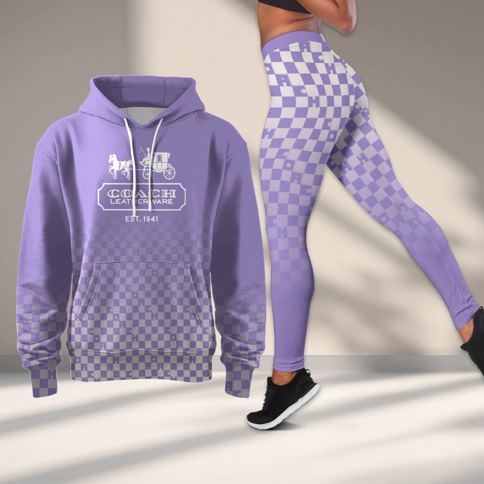 Coach Purple Checkered Jogger Set