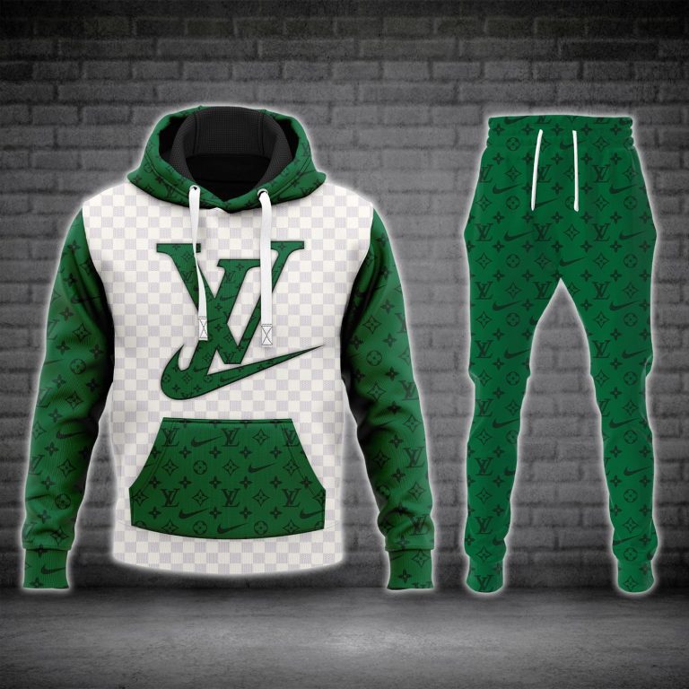 Colorblock Pullover Hoodie Unisex Forest Green Check 2025