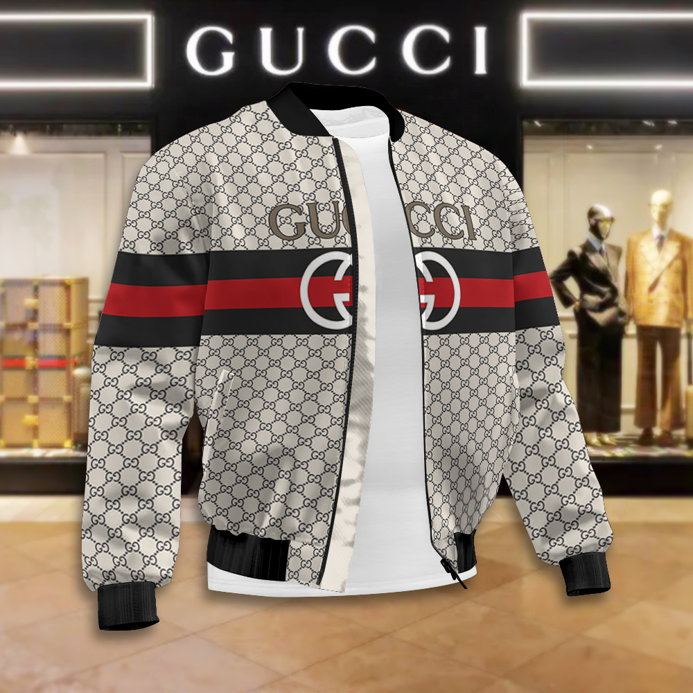Cream Beige Zip-Up Bomber Jacket Graphic Streetwear 2025