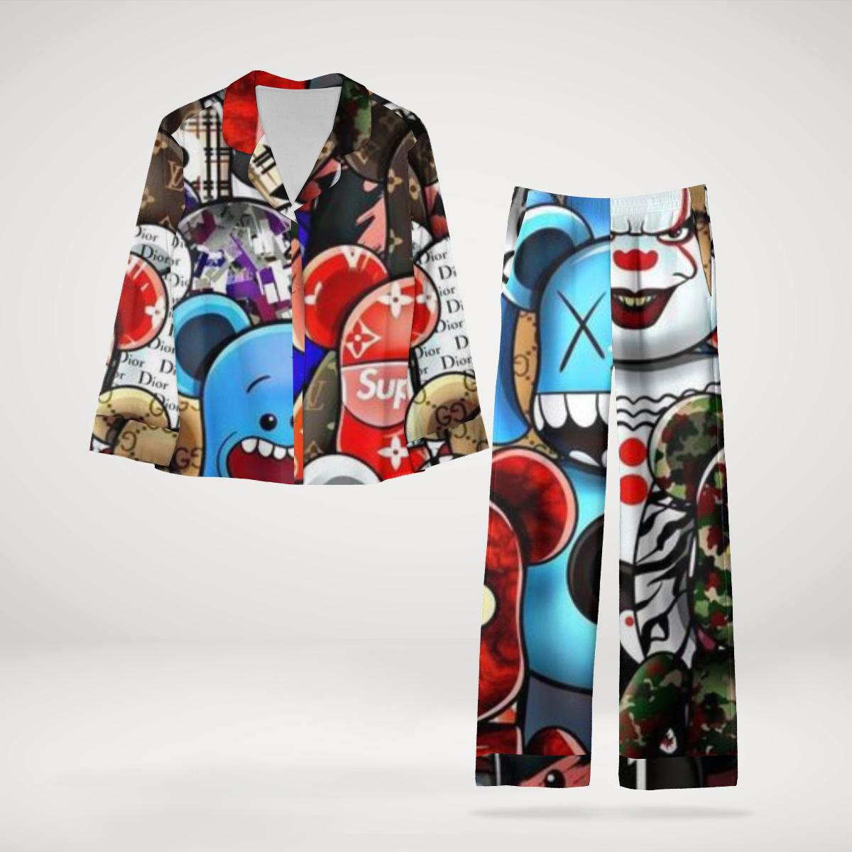 Designer Edgy Graffiti Print Shirt & Pants Set