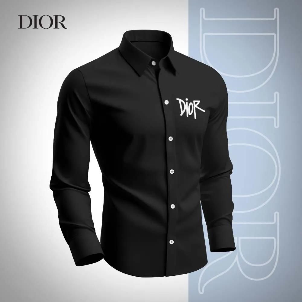 Dior Black Long Sleeves Shirt Minimalist Monogram Statement Tee