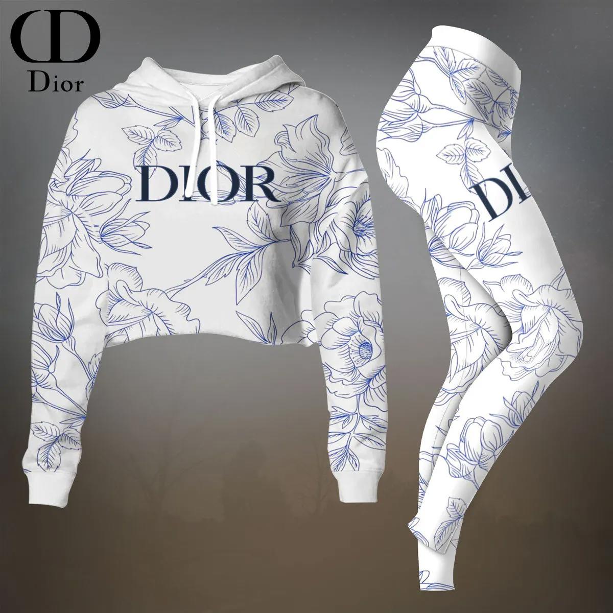 Dior Crop Hoodie in Monogram Blue
