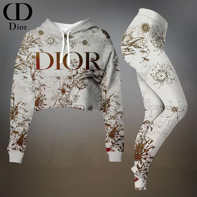 Dior Cropped Hoodie & Leggings in Exotic Prints and Bold Logo