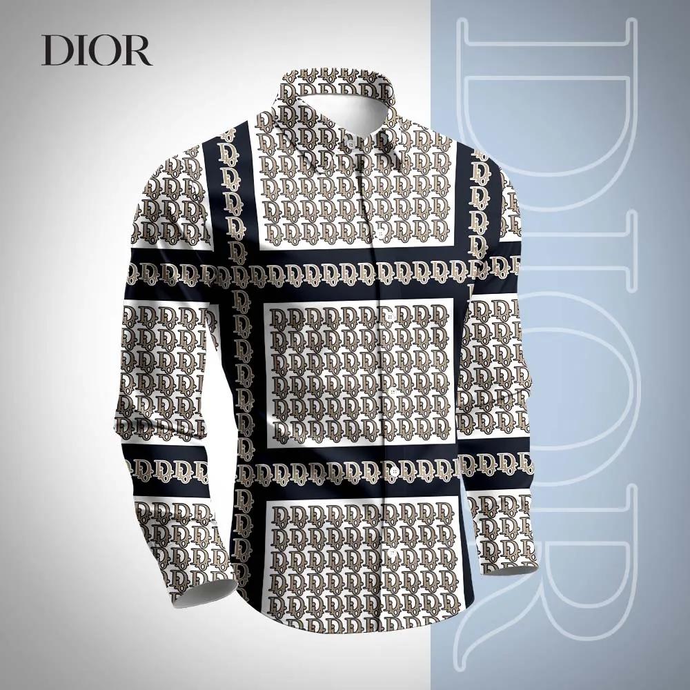 Dior Luxe Black and White Monogram Long Sleeves Shirt