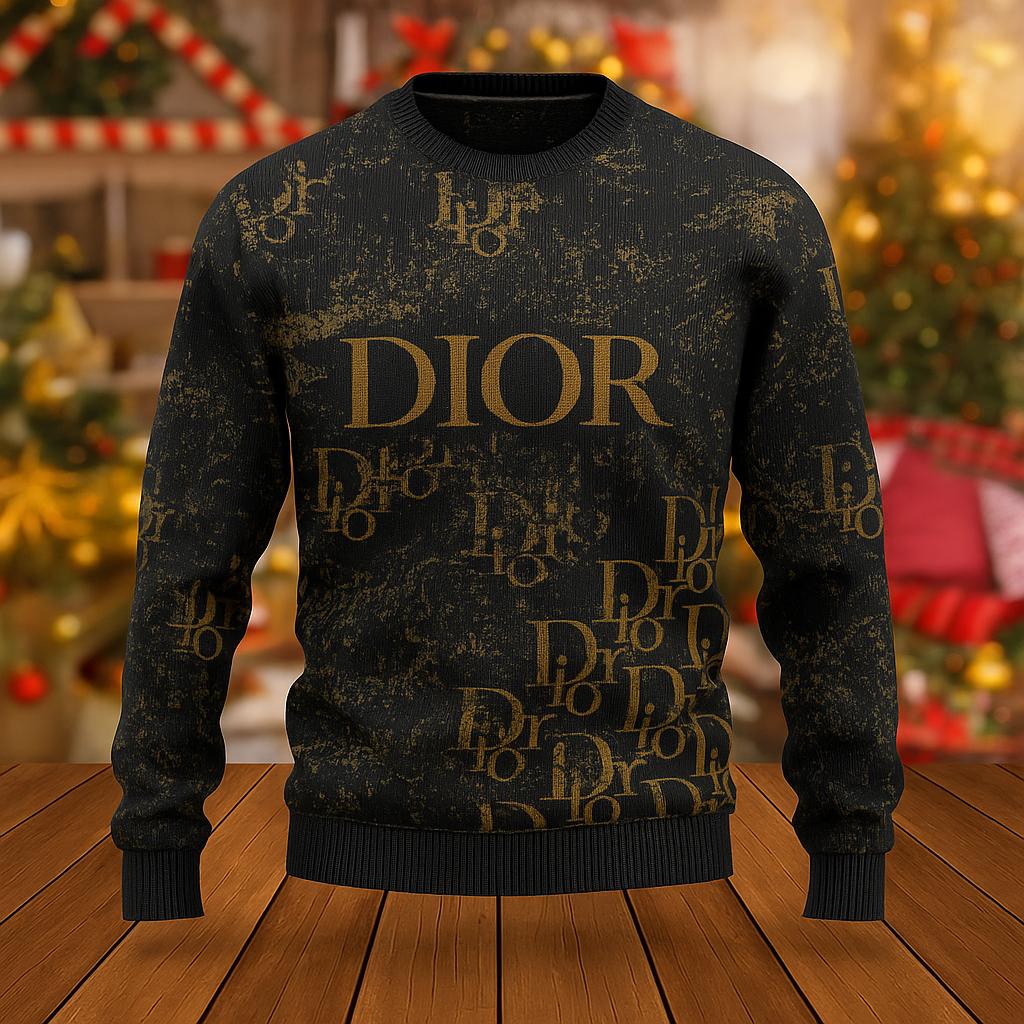 Dior Luxe Knit Sweater | Statement Print and Black