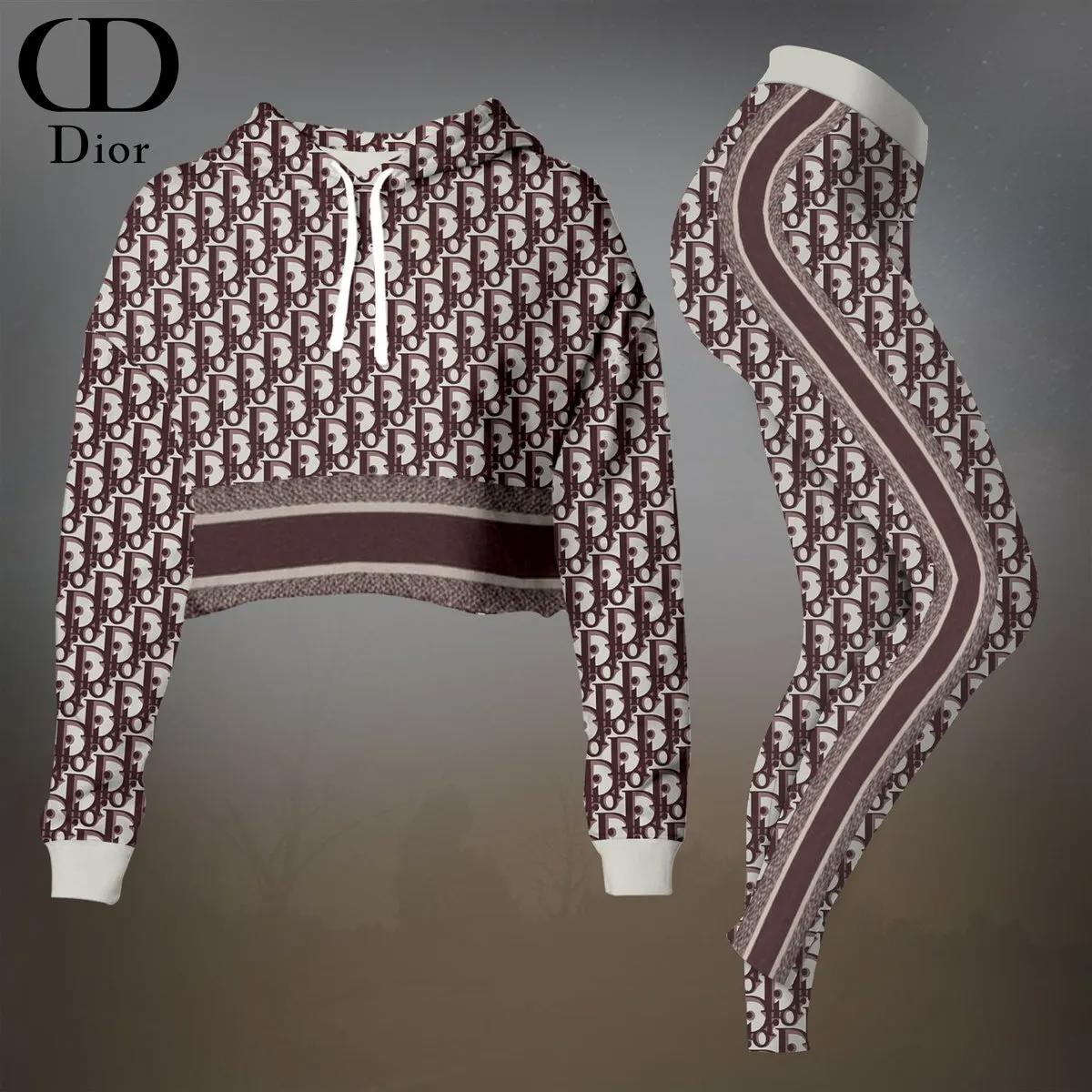 Dior Monogram Crop Sweatshirt and Pants Set