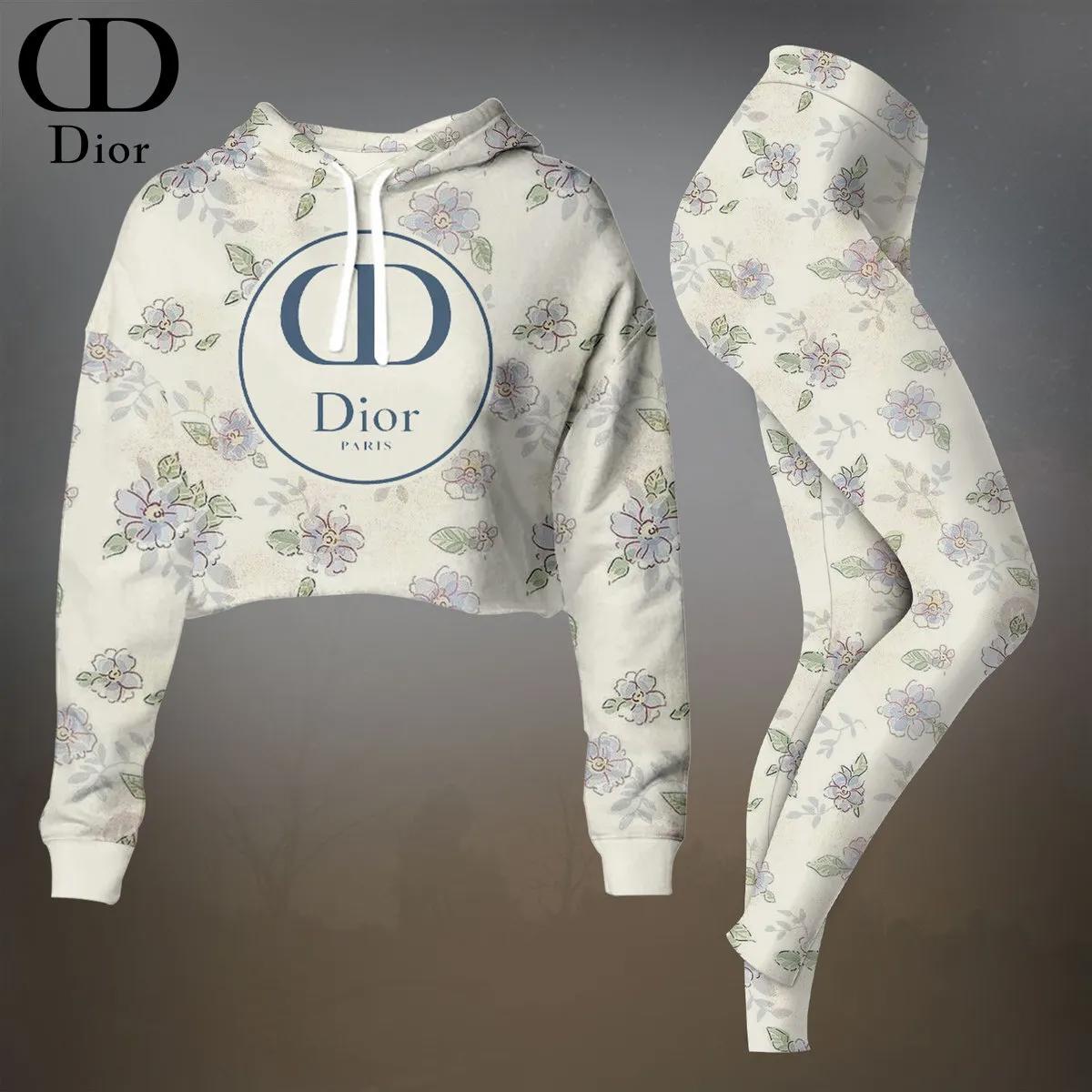 Dior Paris Cropped Hoodie in Delicate Floral Print