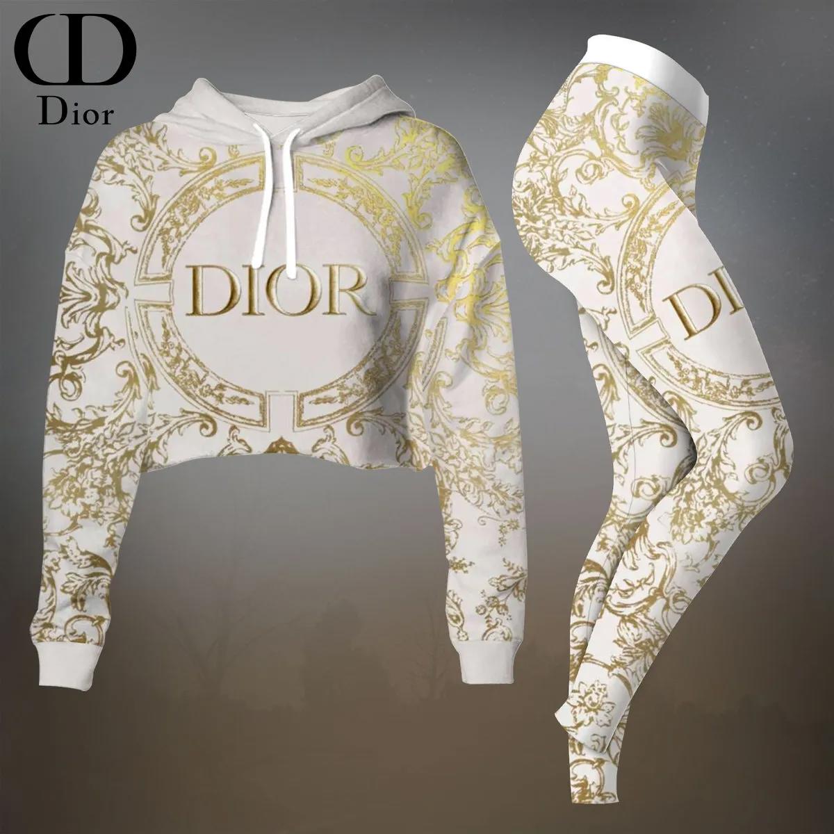 Dior Statement Gold Hoodie and Leggings Set