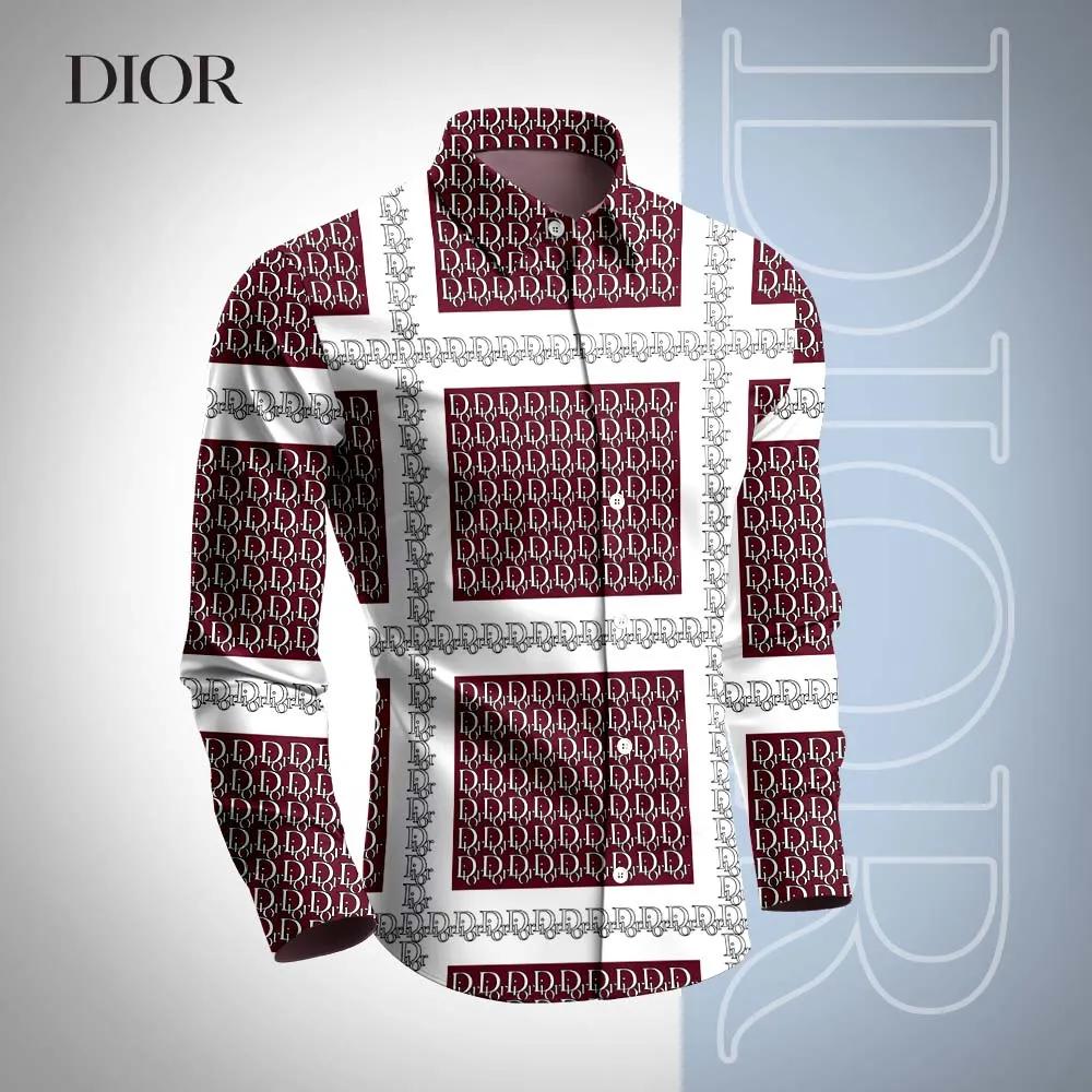 Dior Statement Iconic Maroon and White Long Sleeves Shirt