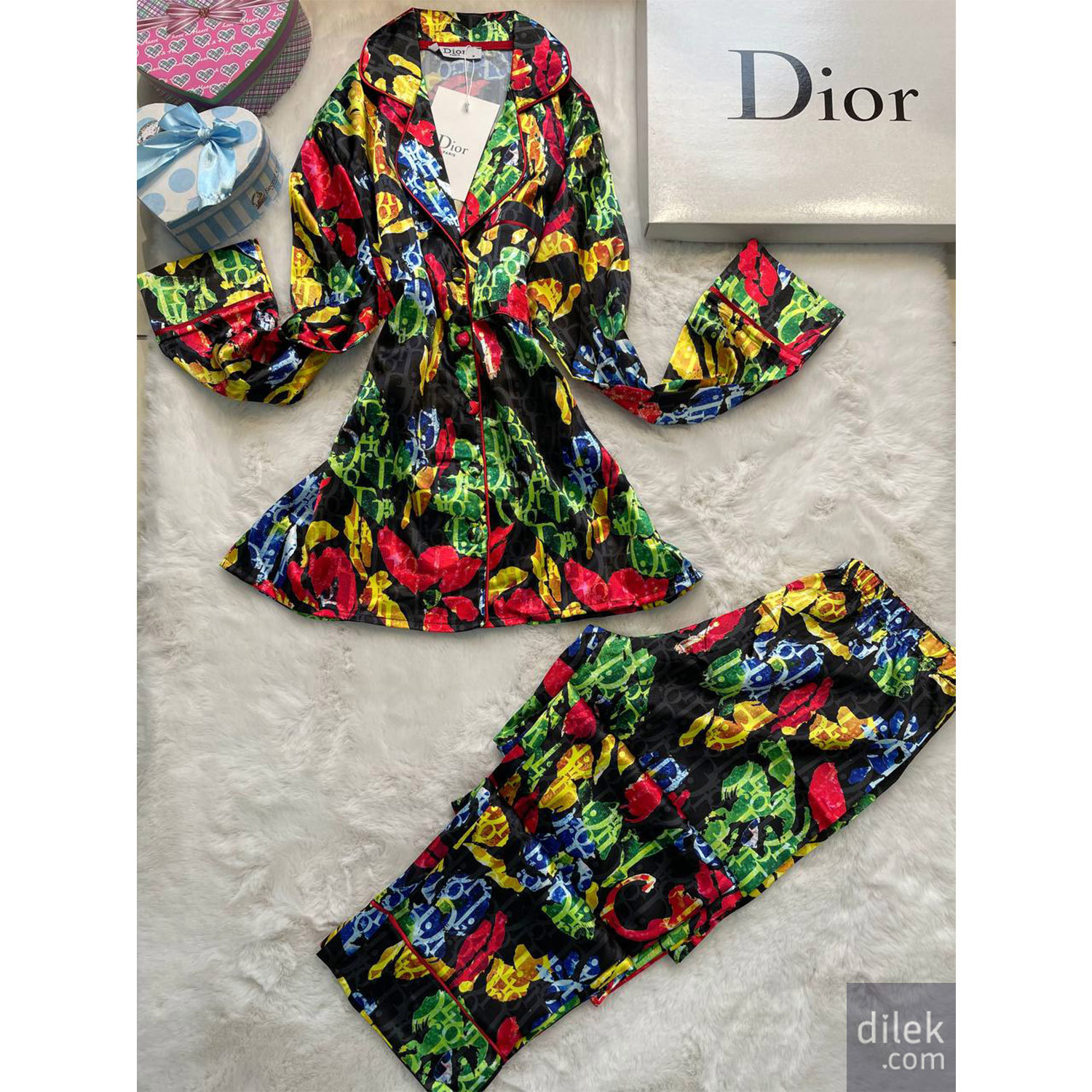 Dior Statement Silk Robe and Pants Set