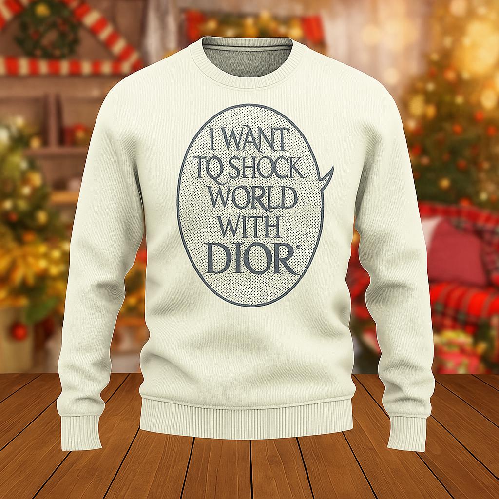 Dior Statement Sweater with Bold Message and Creamy White Texture