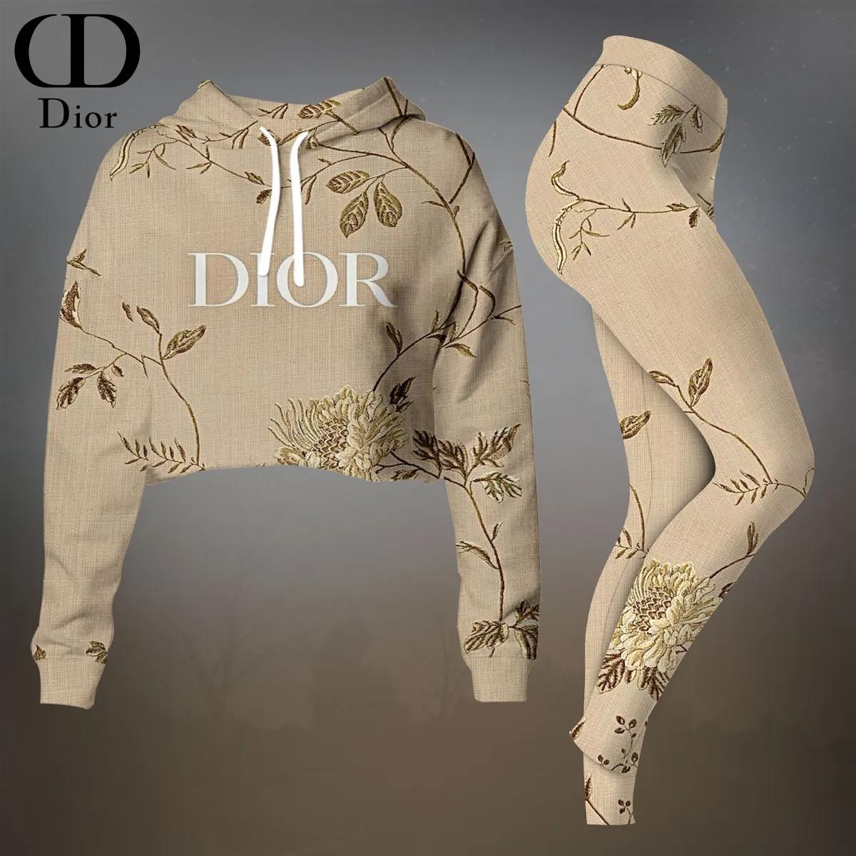 Dior's Ethereal Floral Crop-Top T-Shirt and Leggings Set