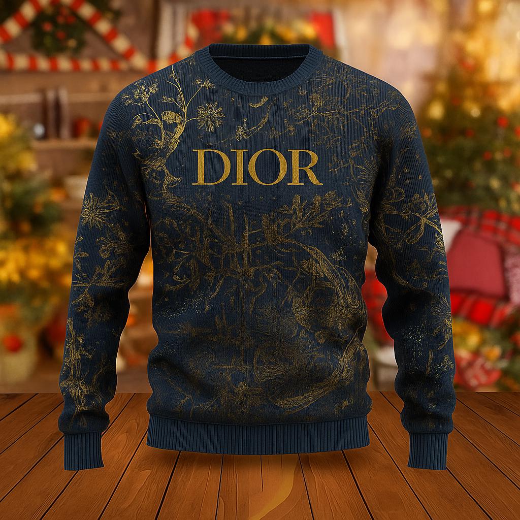Dior's Gold Floral Navy Sweater