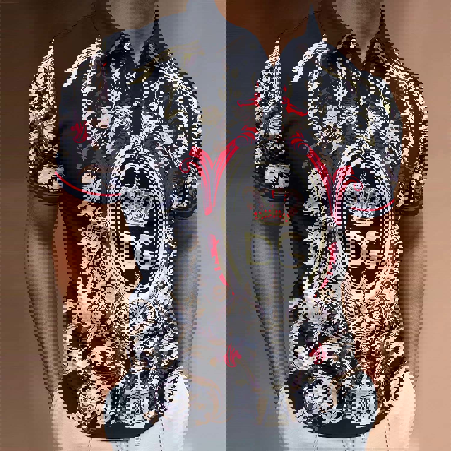 Dolce & Gabbana Bold Floral Crest Polo