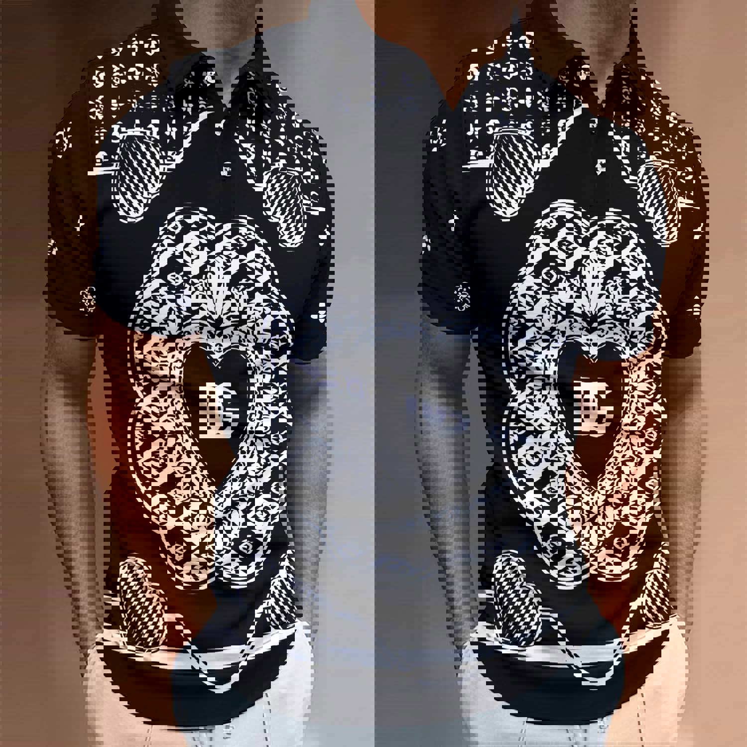 Dolce & Gabbana Bold Heart Print Polo Shirt