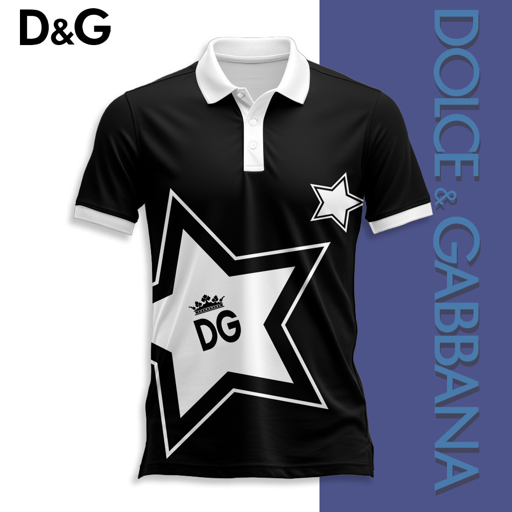 Dolce & Gabbana Bold Statement Polo Black and White Star