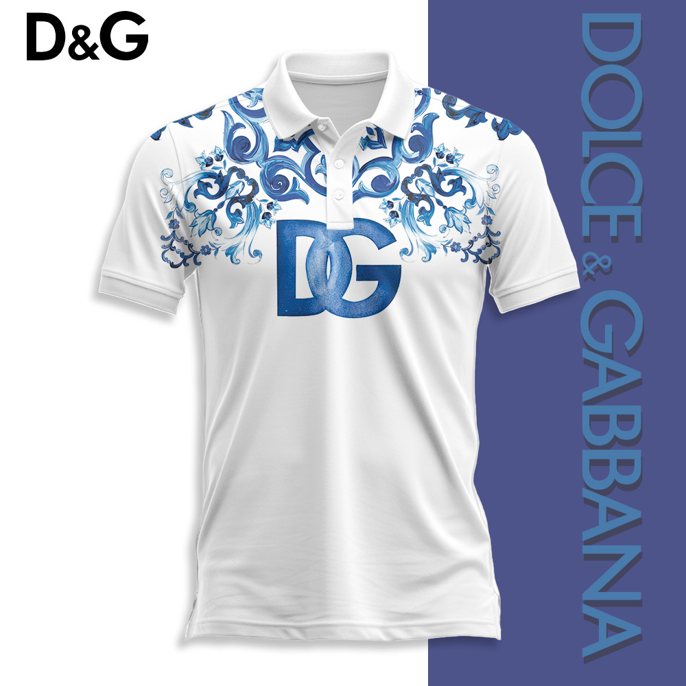 Dolce & Gabbana Luxe Blue Floral Polo