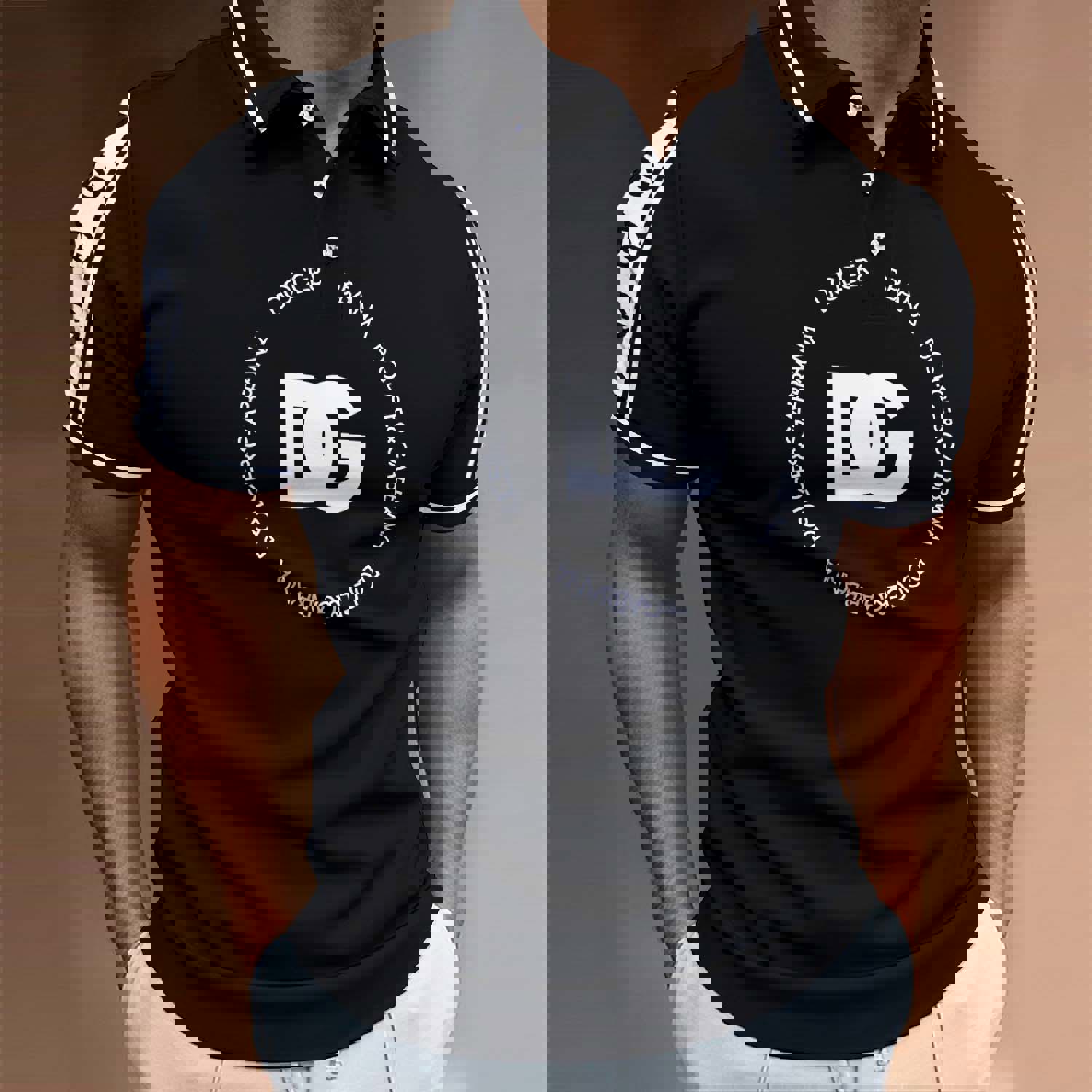 Dolce&Gabbana Statement Collar Polo Shirt in Black and White