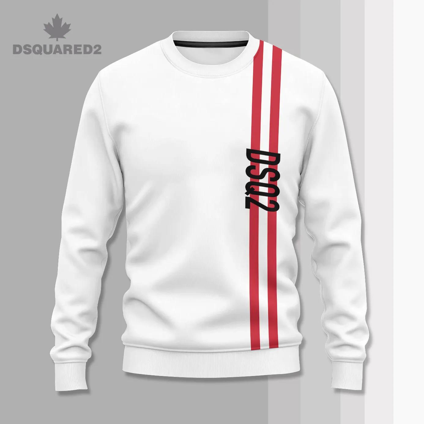 Dsquared2 Red Stripe Sweater Chic Style White Sweatshirt