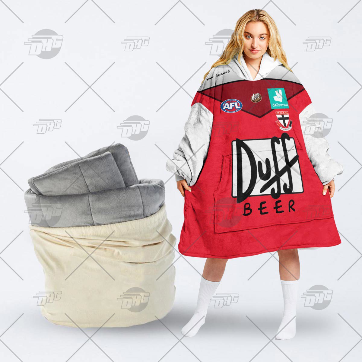 Duff Beer Edition Oversized Hoodie Blanket and Bean Bag Set