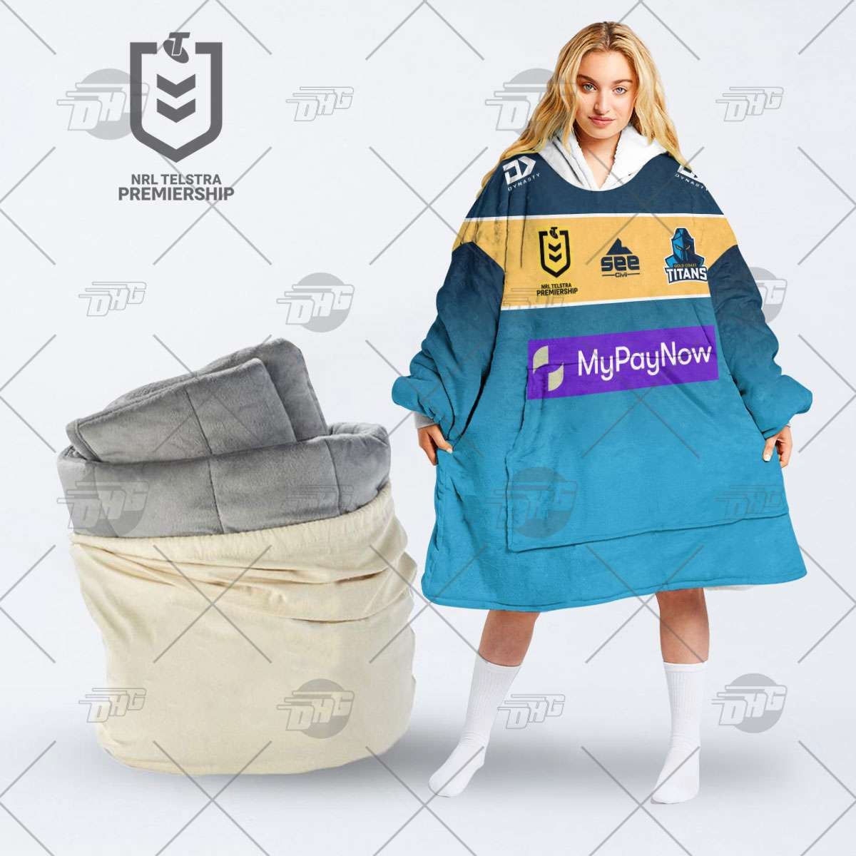 Dynasty Telstra Premiership Blanket Hoodie Blue