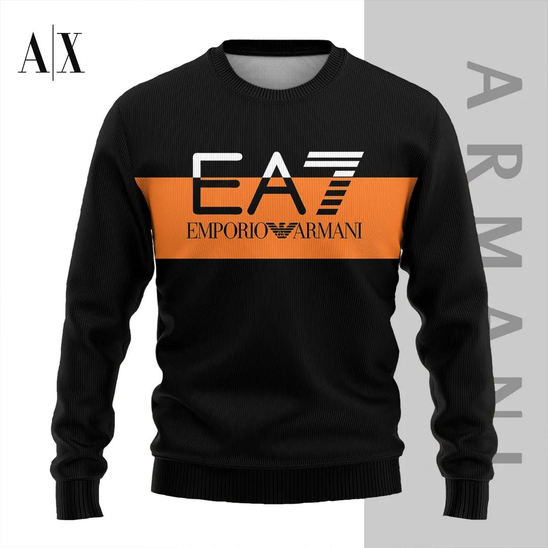 EA7 Emporio Armani Sweater in Luxe Black and Orange