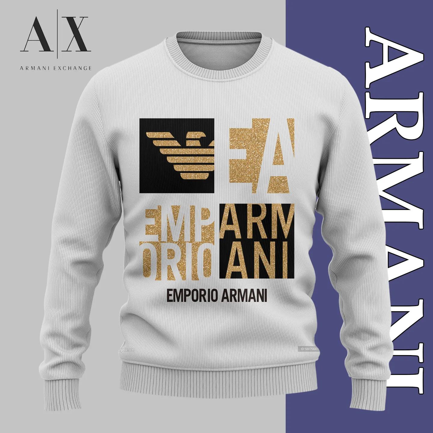 Emporio Armani Gold Typography Crewneck Sweater