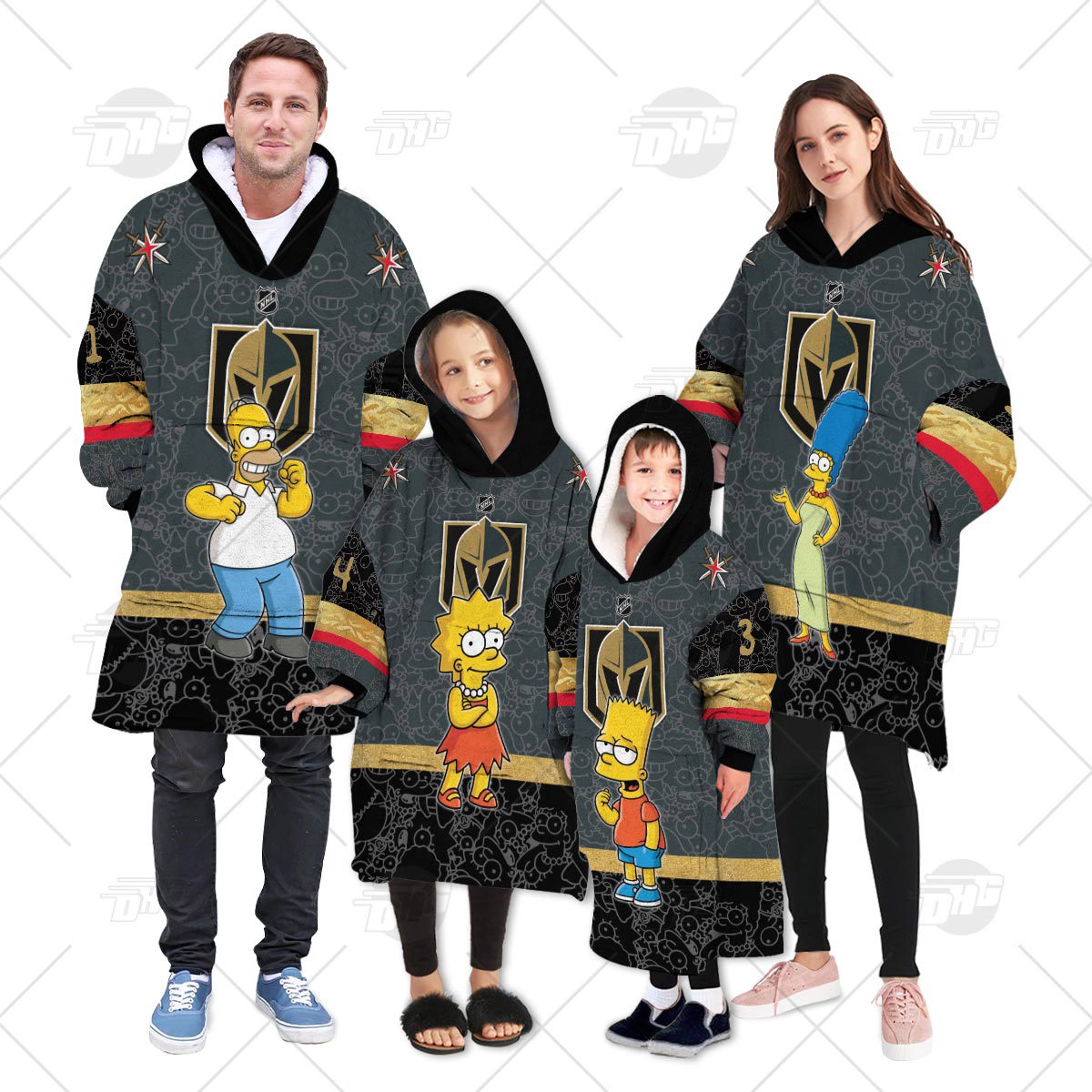 Golden Knights x Simpson Characters Hoodie Blanket Oodie