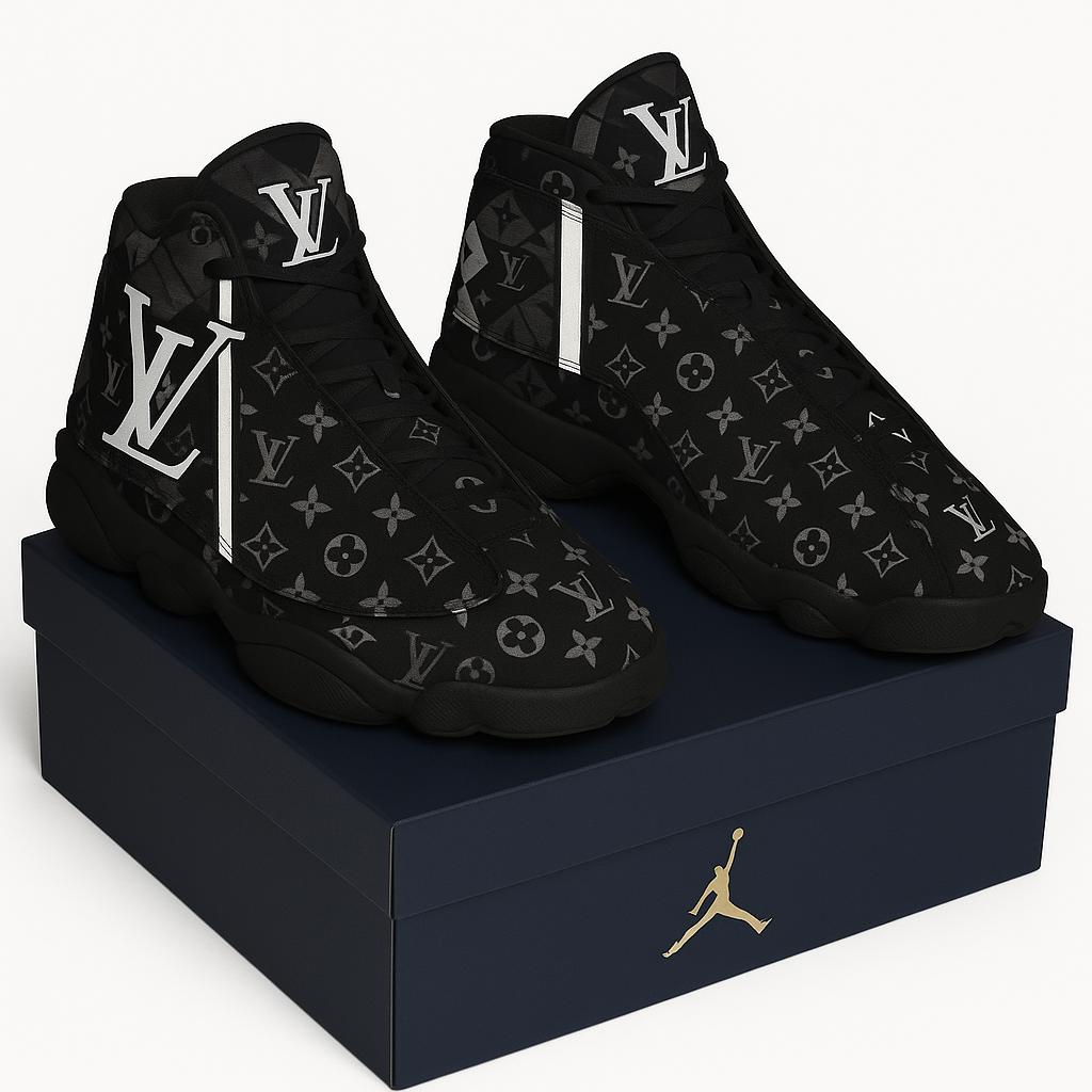 Gray monogram high-top sneakers 2025