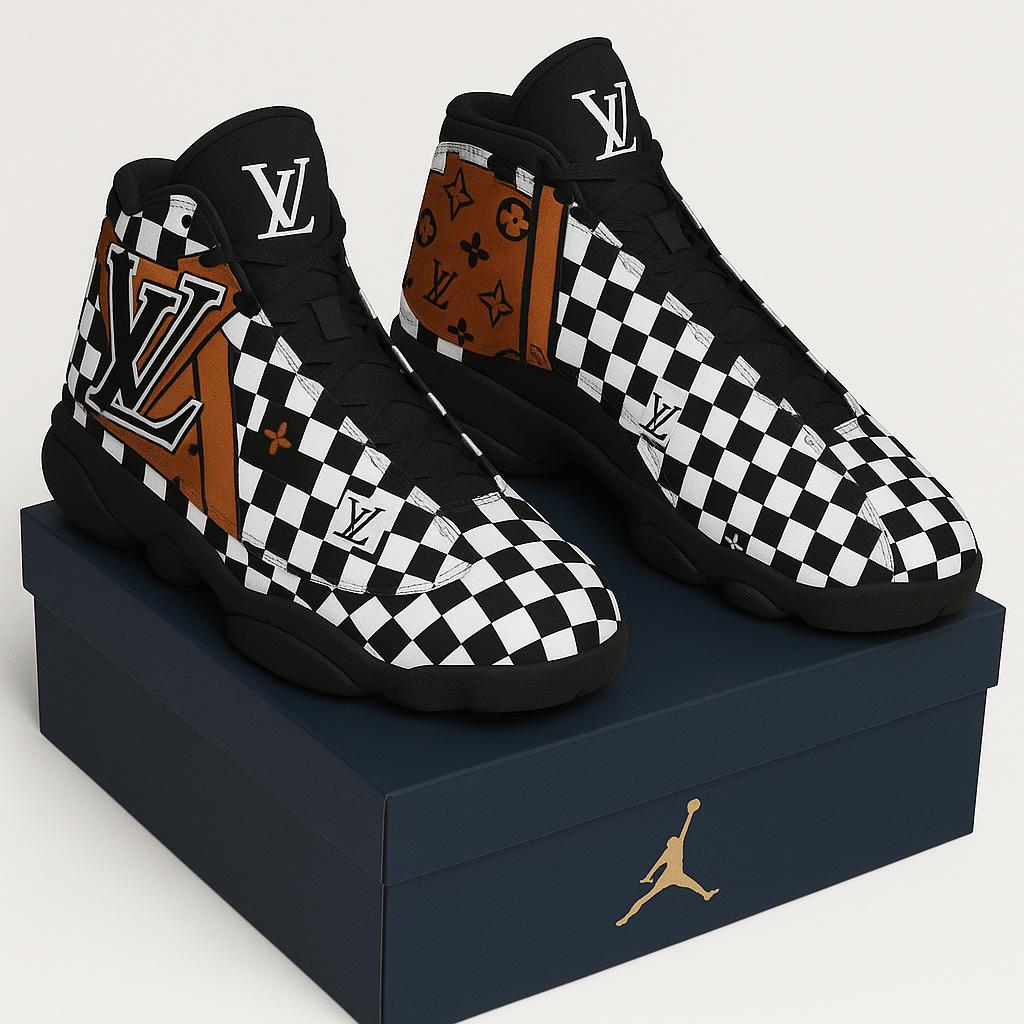 Gray monogram high-top sneakers 2025