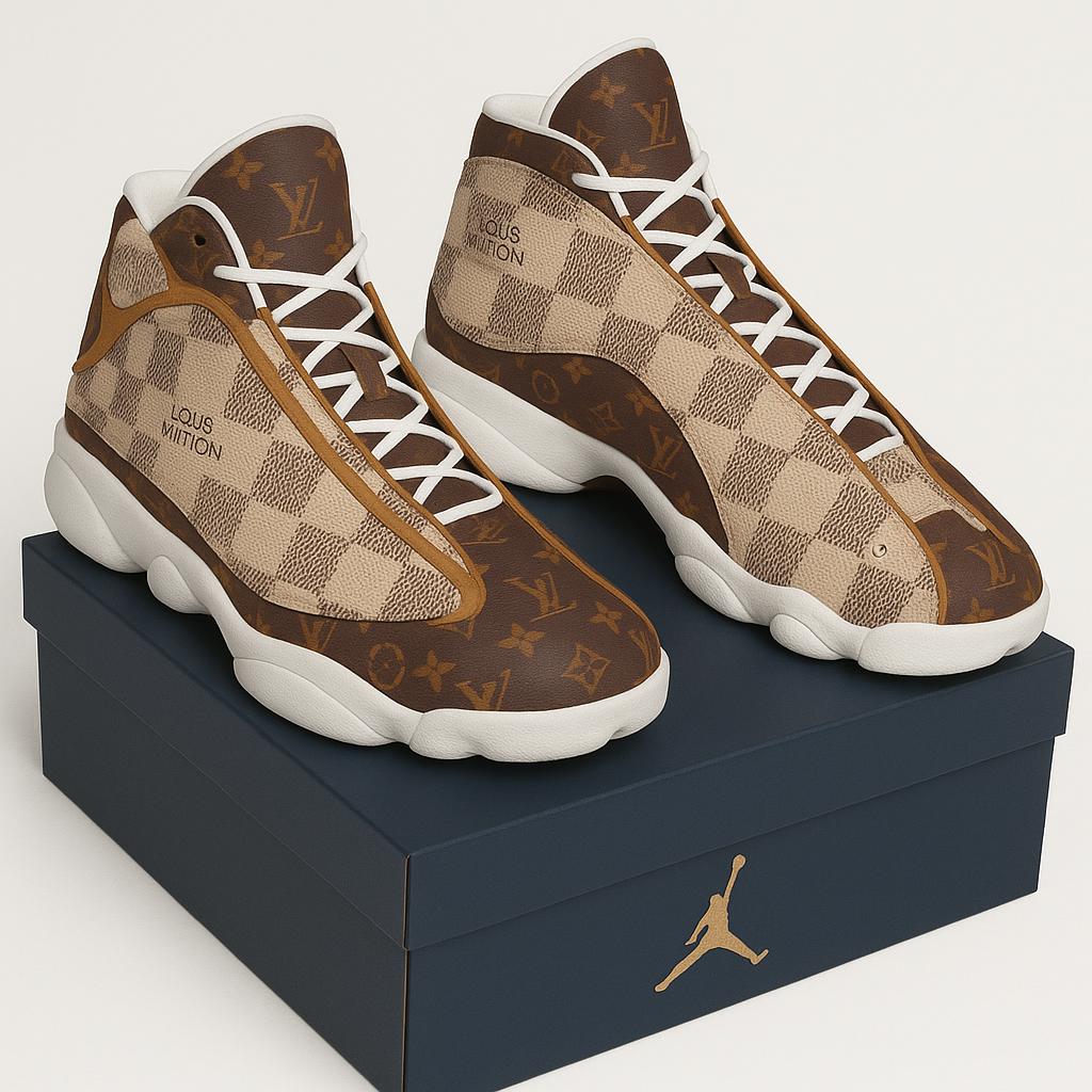 Gray monogram high-top sneakers 2025