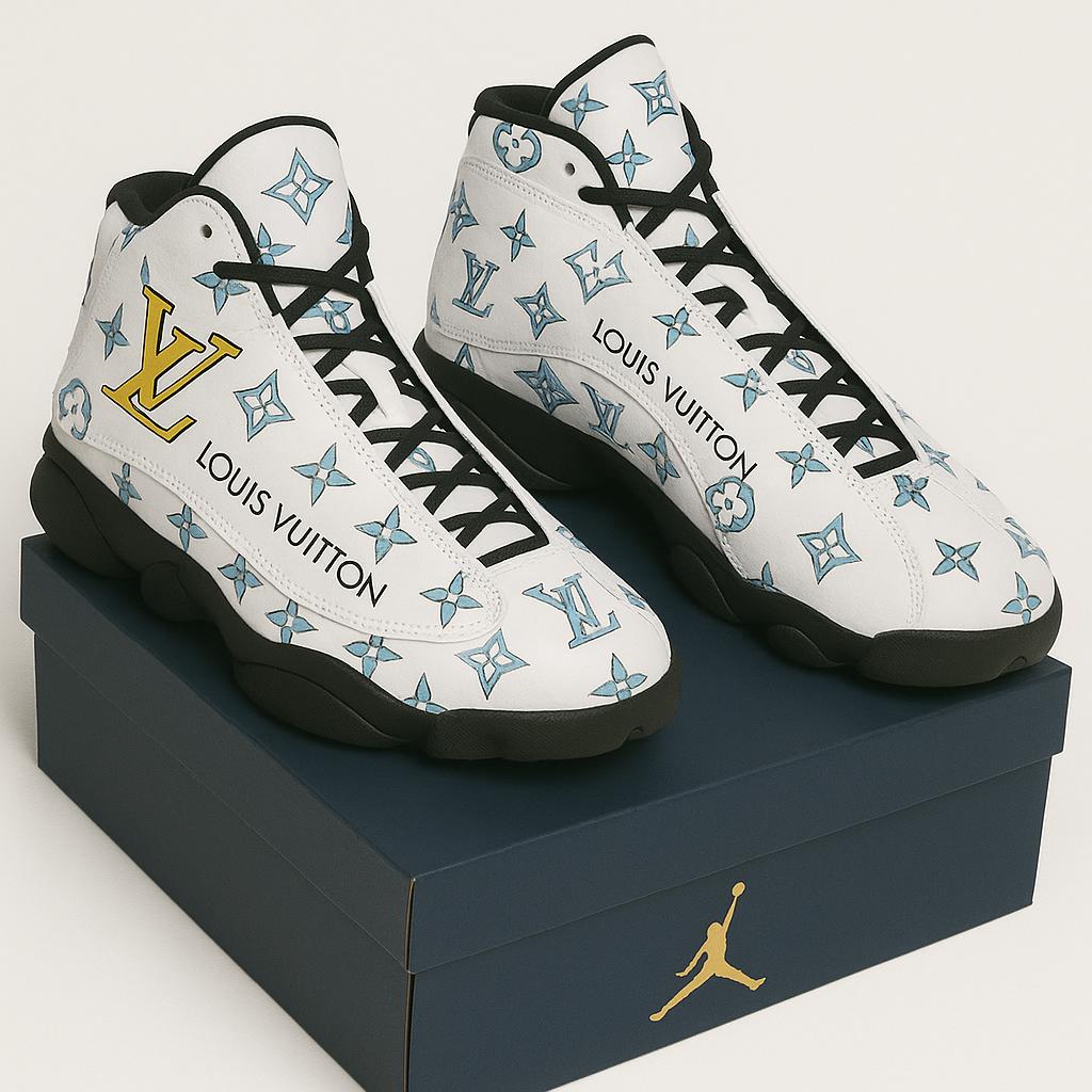 Gray monogram high-top sneakers 2025