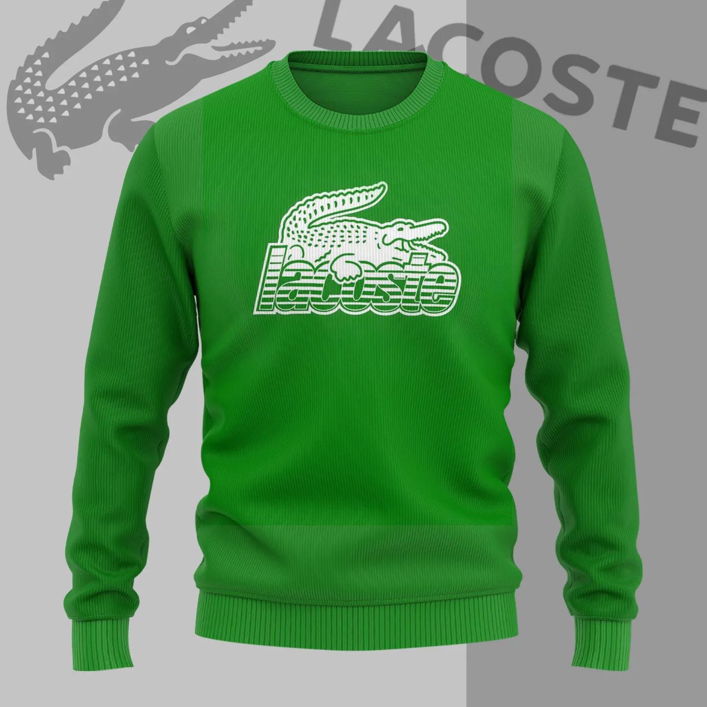Green Lacoste Crocodile Crewneck Sweater