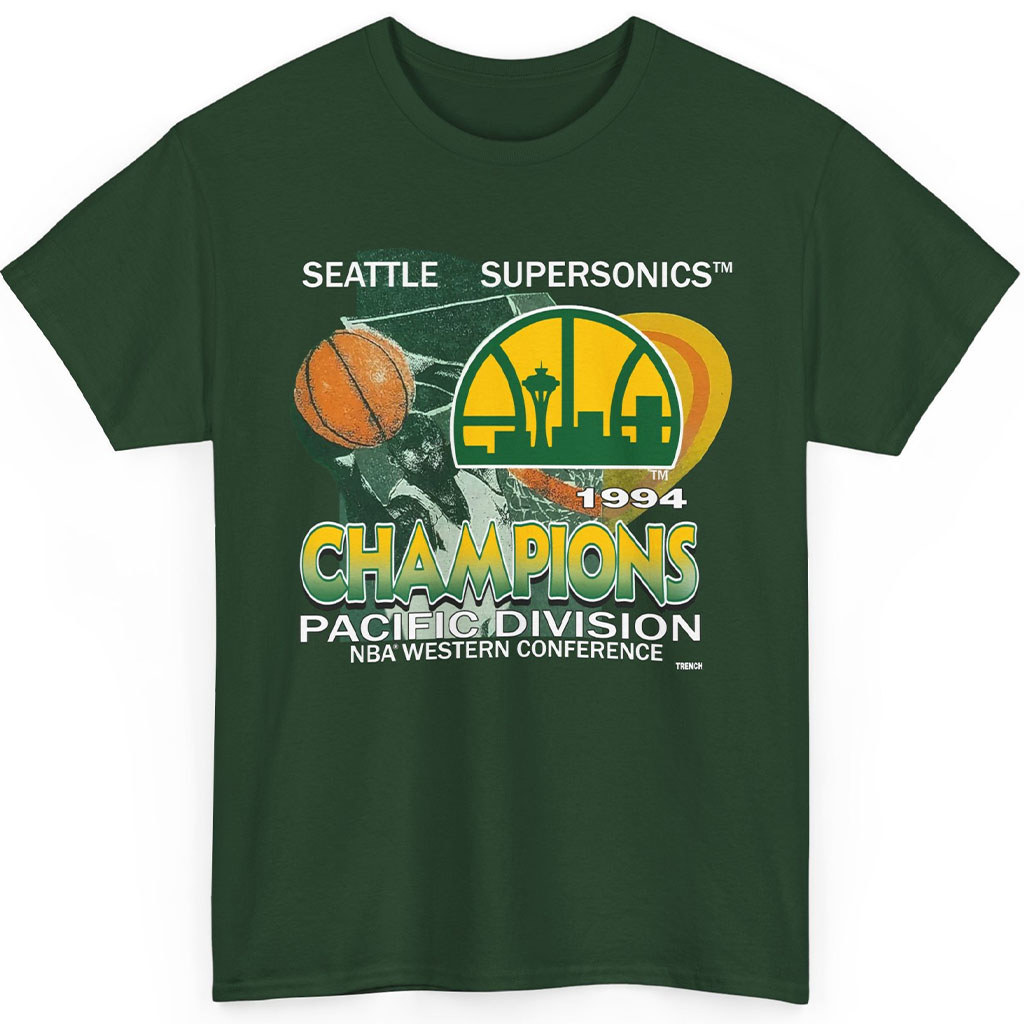 Green Seattle Supersonics '94 Champions T-Shirt 3D