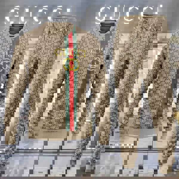 Gucci Beige GG Pattern Sweater And Pants Set