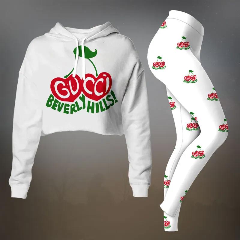 Gucci Beverly Hills Cropped Hoodie and Leggings Set in White