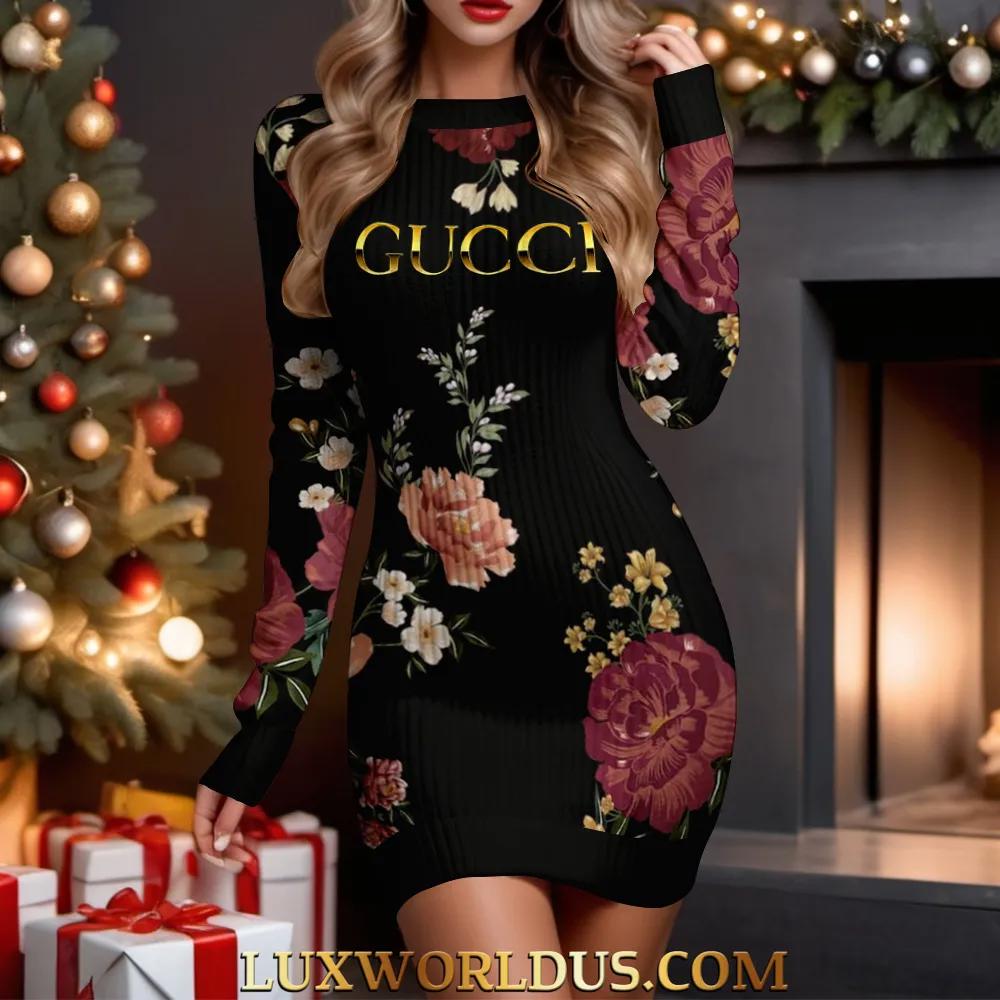 Gucci Black Floral Sweater Dress for the Elegant Lady