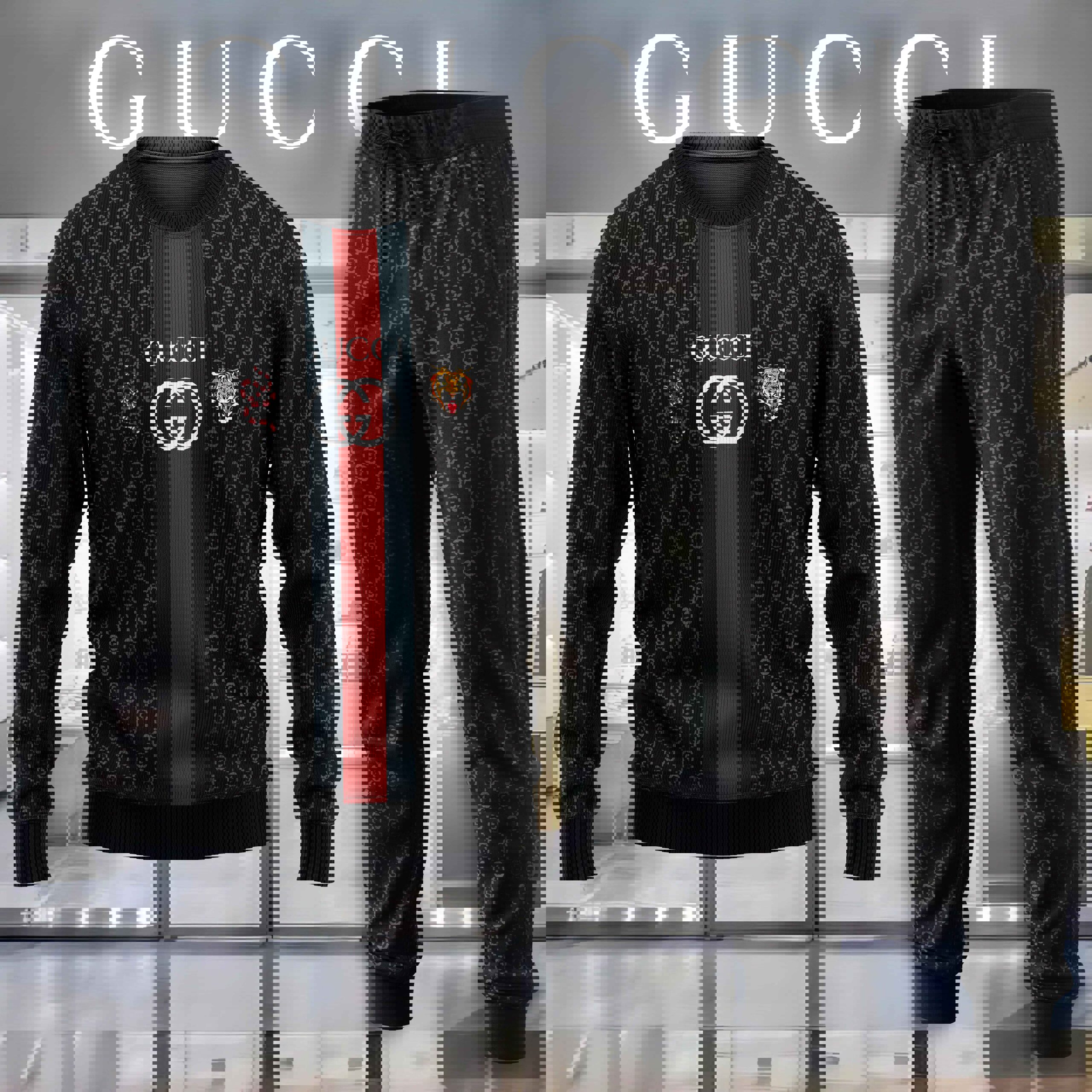 Gucci Bold Black Sweater And Pants Set