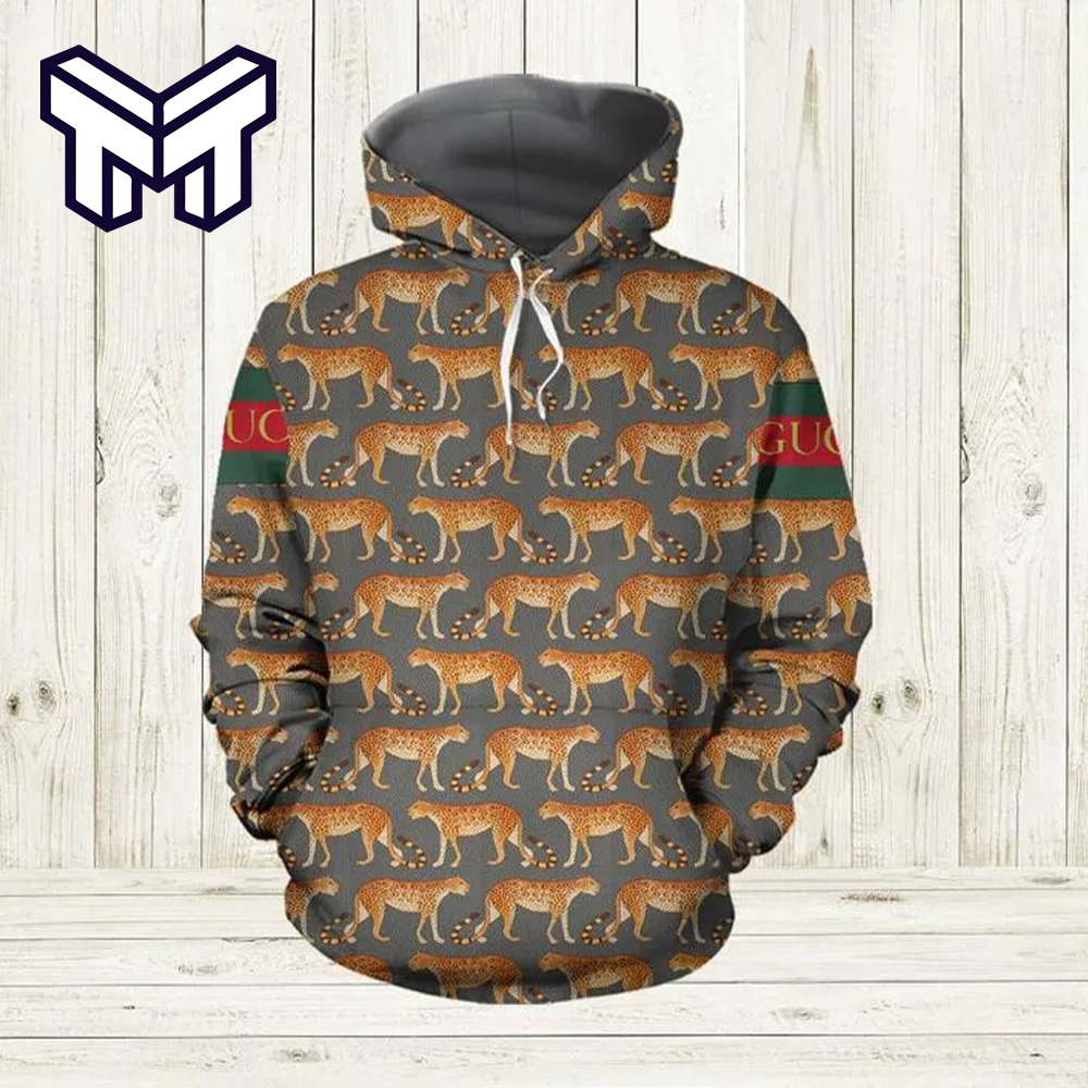 Gucci Bold Cheetah Print Hoodie 3D + Statement Sweater