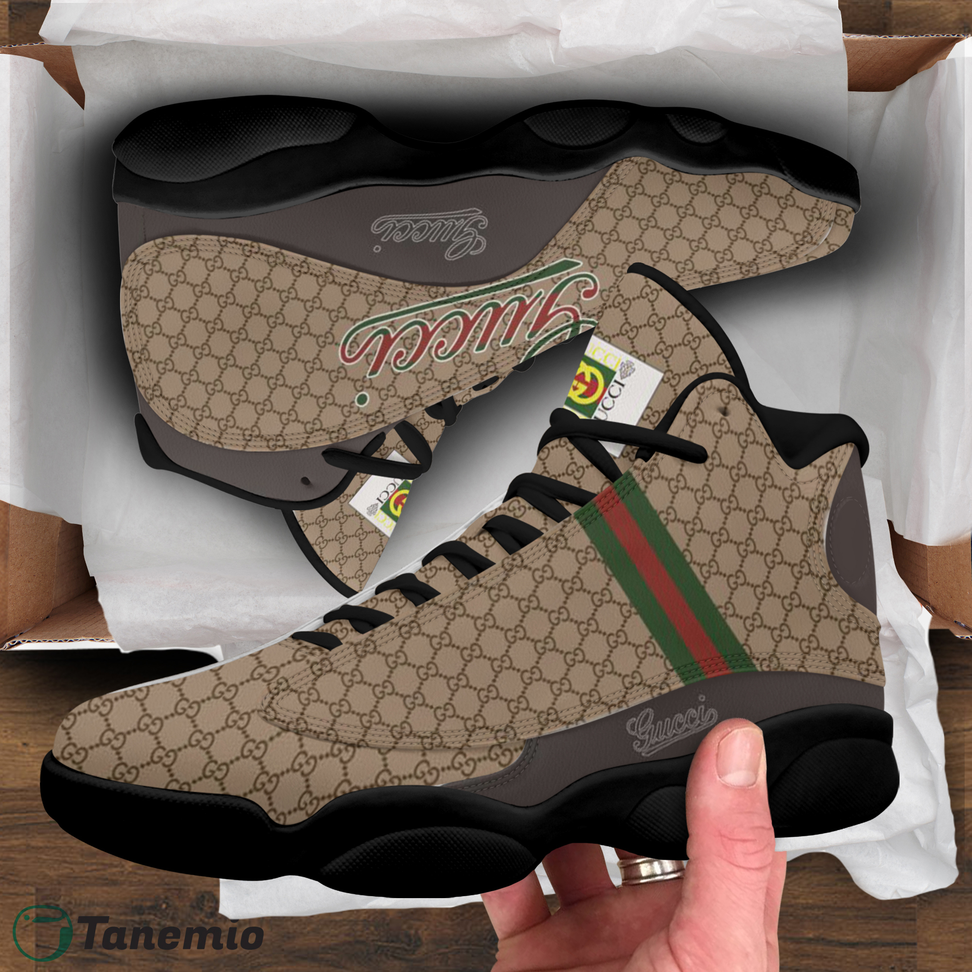 Gucci Brown GG Canvas Jordan 13 Sneaker