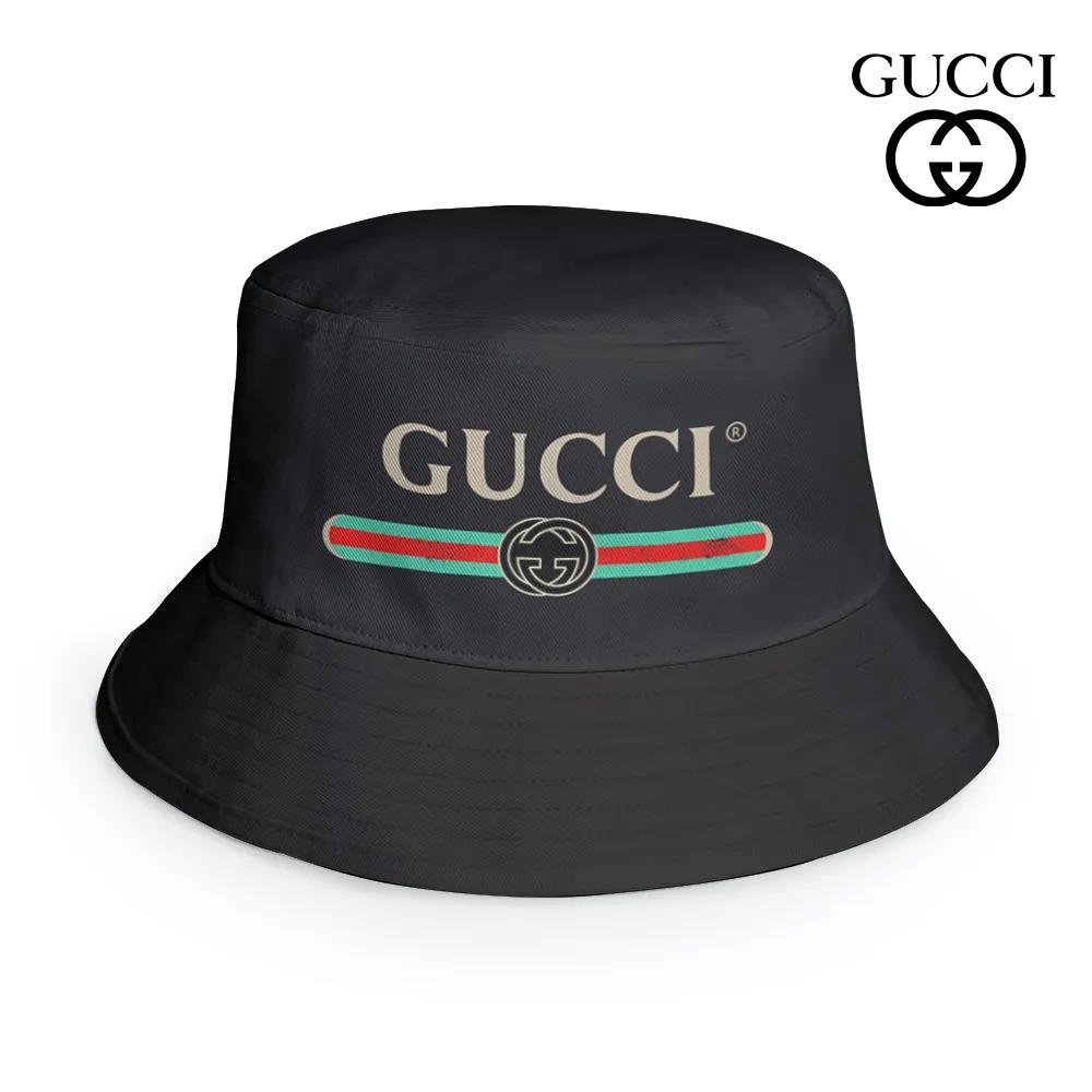Gucci Bucket Hat in Black with Bold Web Detailing