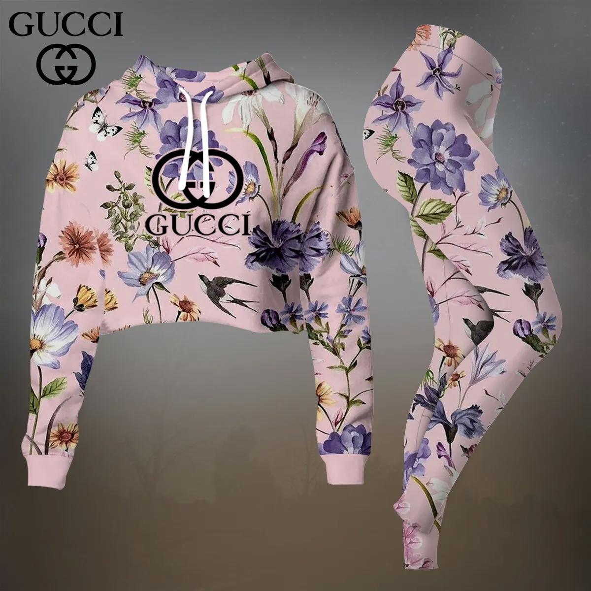 Gucci Chic Floral Pink Hoodie Set