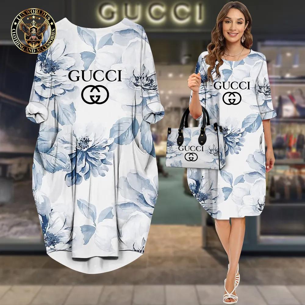 Gucci Chic Floral Sleeve Pocket Dress
