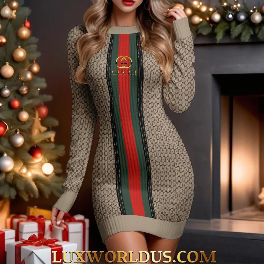 Gucci Chic Sweater Dress with Iconic Web Stripe