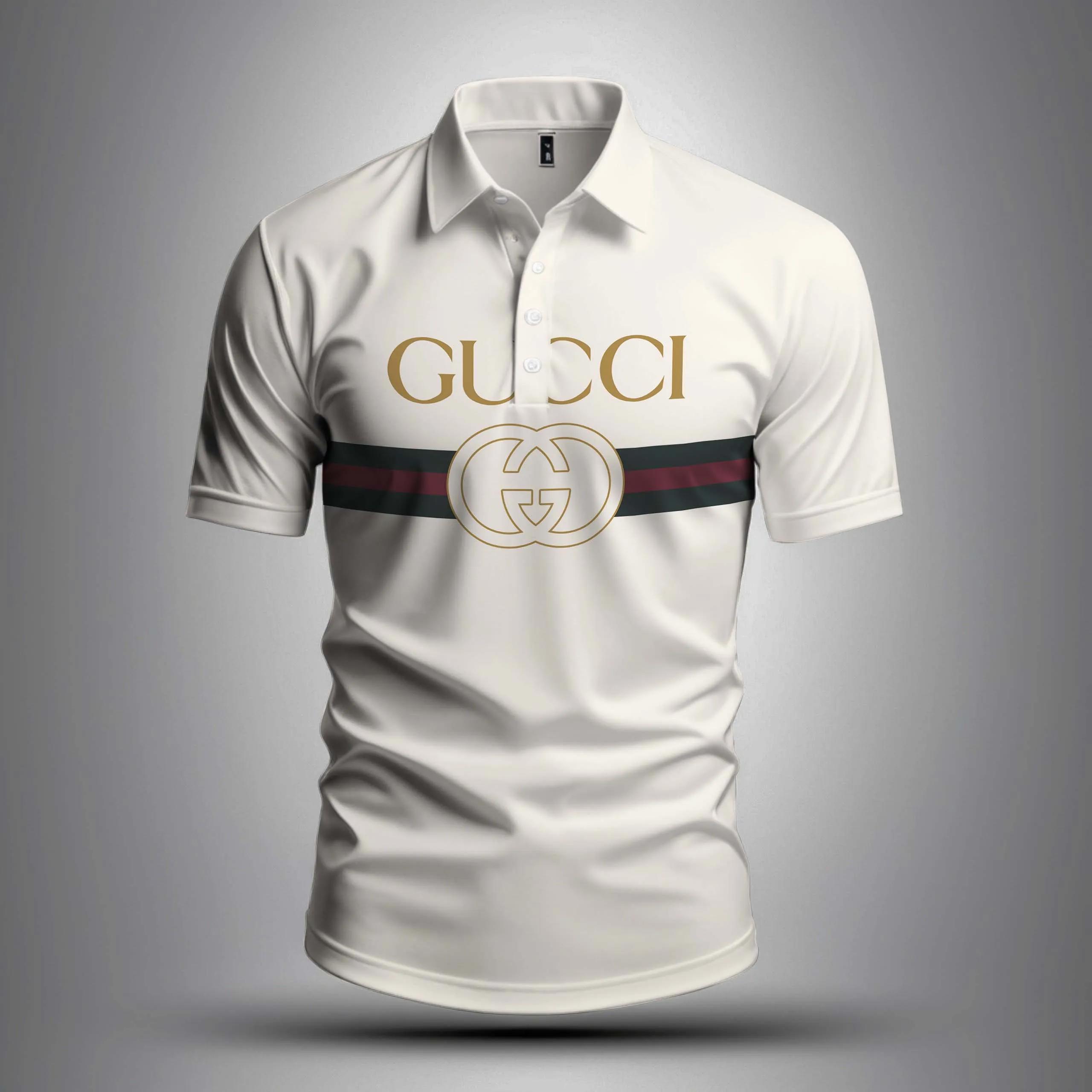Gucci Classic Polo in White and Gold