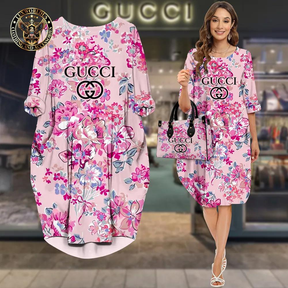 Gucci Floral Print Sleeve Pocket Dress